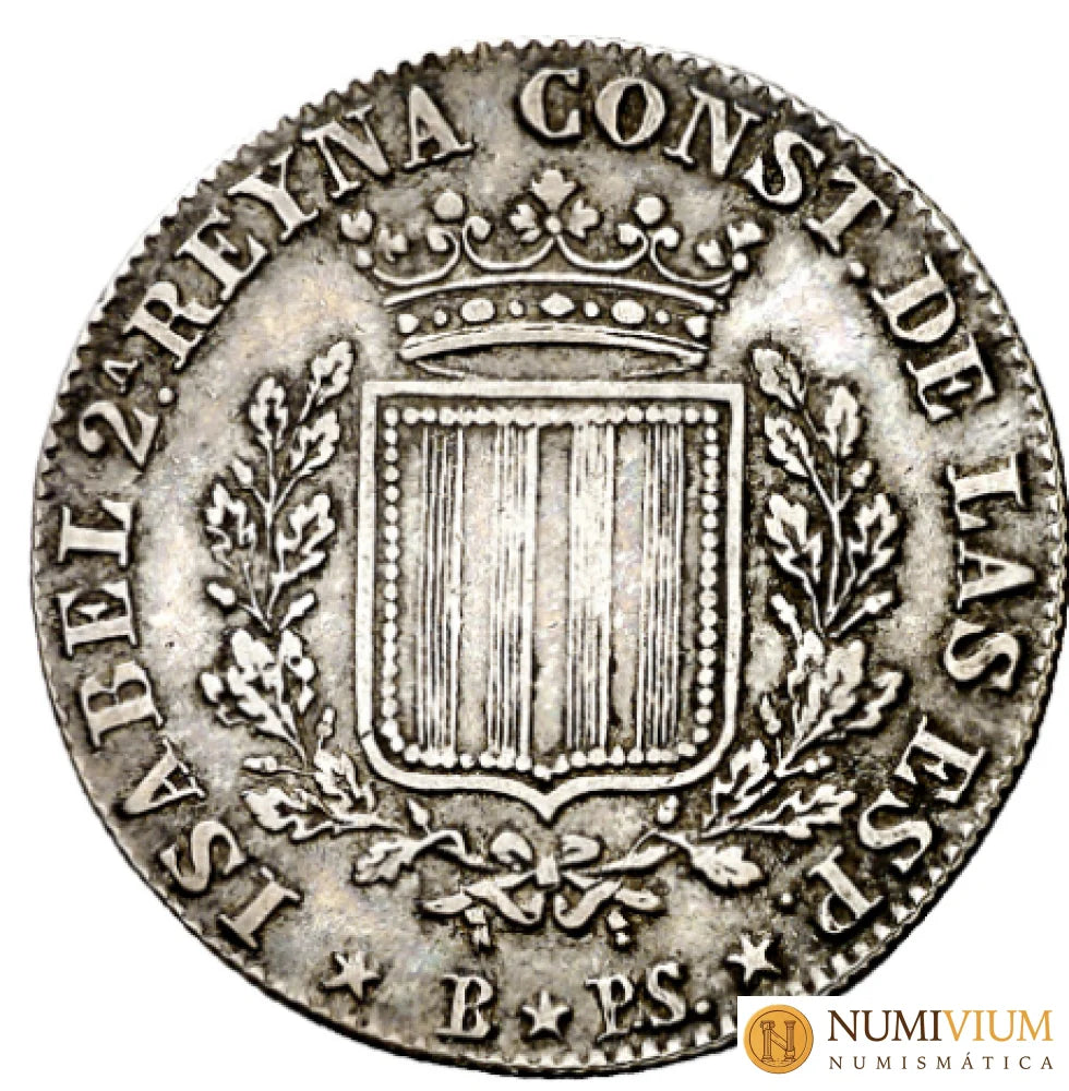 1837. Isabel II. Barcelona. P.S. 1 peseta. MBC+/EBC-. Muy escasa. Atractivo ejemplar. Peseta