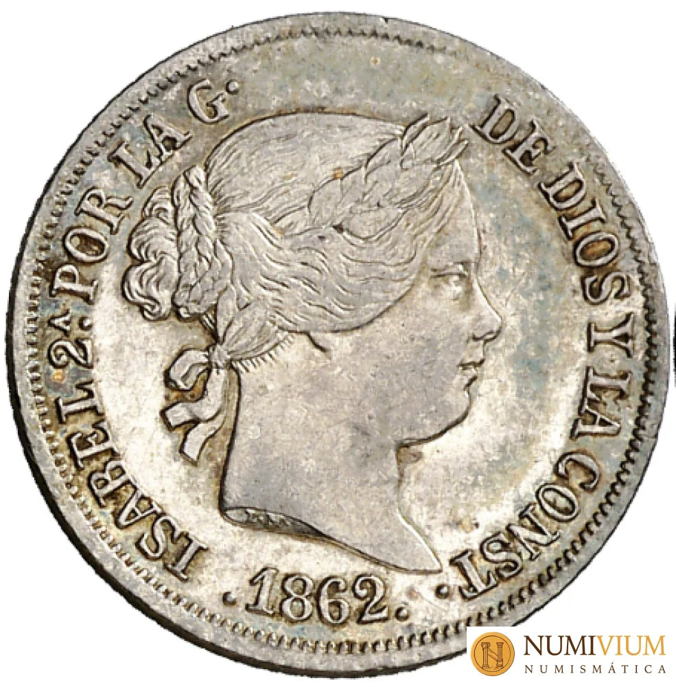 1862. Isabel II. Madrid. 2 reales. Pátina. Ex-colección Flemming 2 Reales