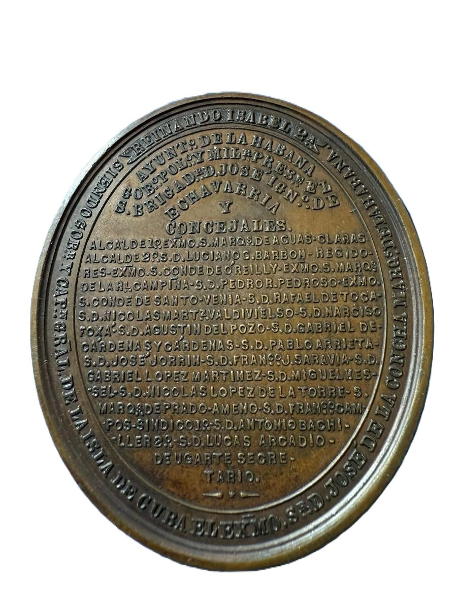 ISABEL II. Medalla. 1858. LA HABANA. CONDUCCIÓN DE AGUAS A LA HABANA.Escasa. Excelente estado. EBC+