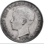 Alfonso XIII (1886-1931). Puerto Rico. 20 centavos. 1895. Escasa así. Encapsulada AU58 (EBC+)