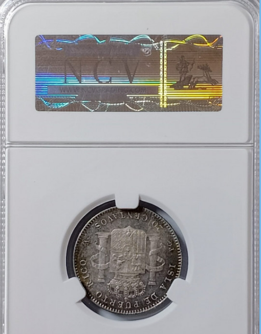 Alfonso XIII (1886-1931). Puerto Rico. 20 centavos. 1895. Escasa así. Encapsulada AU58 (EBC+)