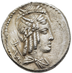 GENS JULIA: L. JULIUS BURSIO. Denario (85 a.C.). Roma