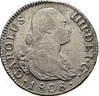 CARLOS IV. Madrid. 2 reales. 1808. AI. MBC/MBC+