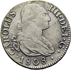 CARLOS IV. Madrid. 2 reales. 1808. AI. EBC-