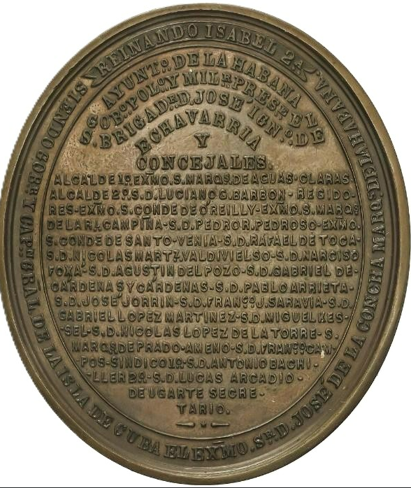 ISABEL II. Medalla. 1858. LA HABANA. CONDUCCIÓN DE AGUAS A LA HABANA.Escasa. Excelente estado. EBC+