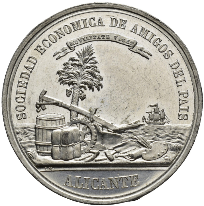 ISABEL II. Medalla. 1860. Exposición agrícola, industrial y artística. Sin Circular.