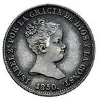 Isabel II (1833-1868). 1 Real. Sevilla. 1850. MBC+/EBC-. Pátina.