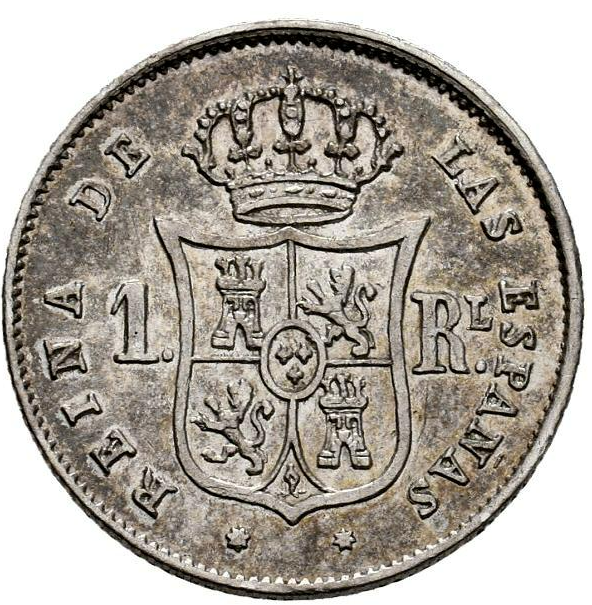 Isabel II (1833-1868). 1 real. Sevilla. 1854(Cal-323). Ligero tono. EBC-/ MBC+