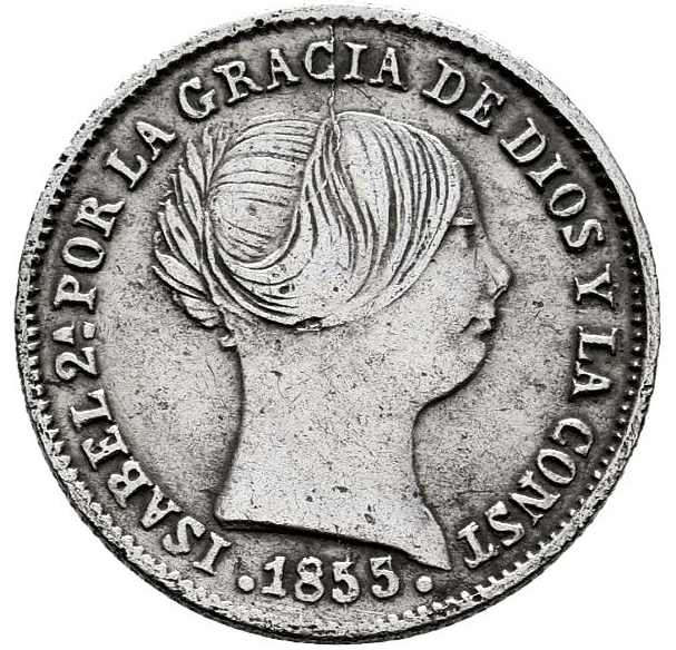 Isabel II (1833-1868). 1 real. Sevilla 1855. (Cal-325). MBC