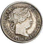 Isabel II. 1 real. Sevilla. 1863 (AC. 336). 1,33 g. EBC-. Proveniente de la Colección Flemming