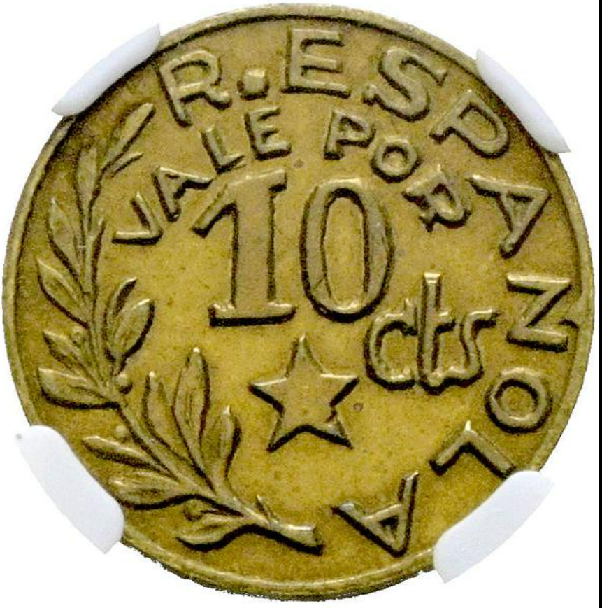 Consejo Municipal de Menorca (Baleares): 10 Céntimos. MS-65. Excelente calidad