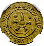 Consejo Municipal de Menorca (Baleares): 10 Céntimos. MS-65. Excelente calidad