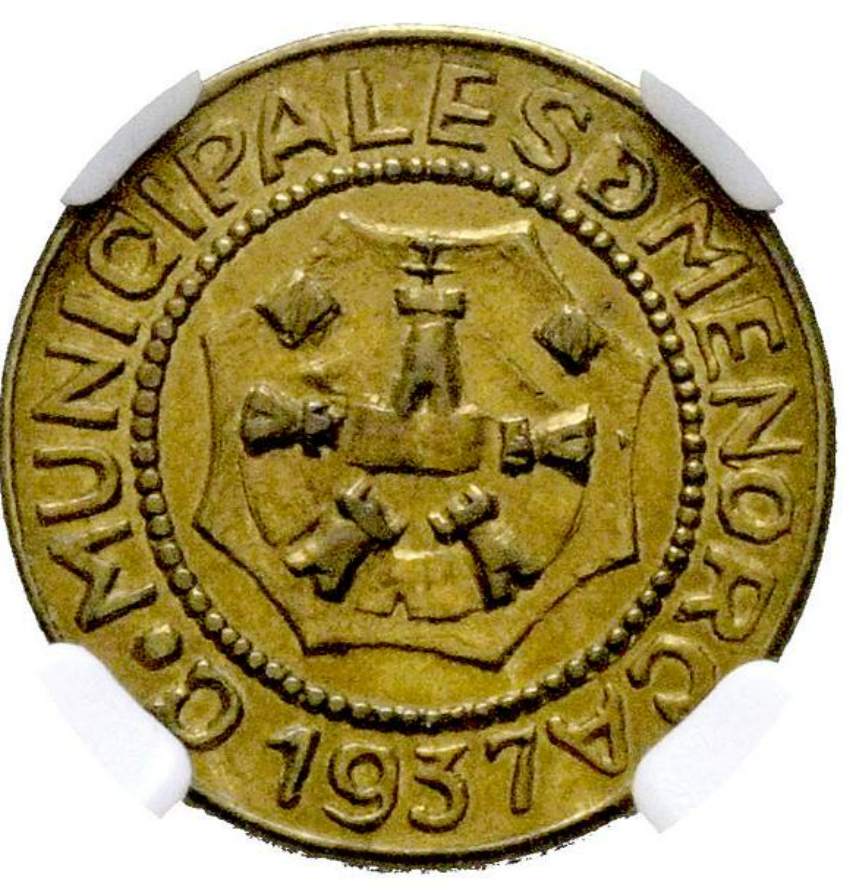 Consejo Municipal de Menorca (Baleares): 10 Céntimos. MS-65. Excelente calidad