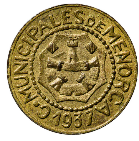 Consejos Municipales de Menorca (Baleares). 25 céntimos. EBC-. Certificada