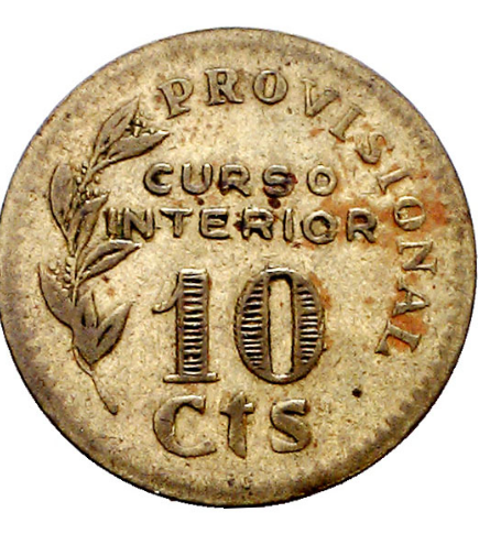 Cazalla de la Sierra (Sevilla). Bando nacional. 10 céntimos.  MBC. Rara.