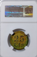 Ayuntamiento de Puebla de Cazalla (Sevilla). Bando Nacional. 25 céntimos. Rara. Encapsulada