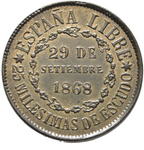 GOBIERNO PROVISIONAL. Segovia. 25 milésimas de escudo. 1868. Excelente. Escasa