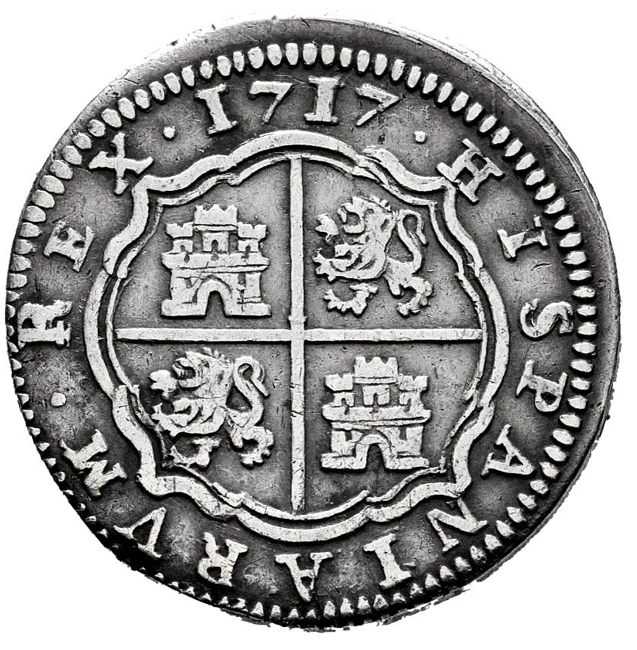 Felipe V (1700-1746). 1 real. 1717. Segovia. J. Rarísima