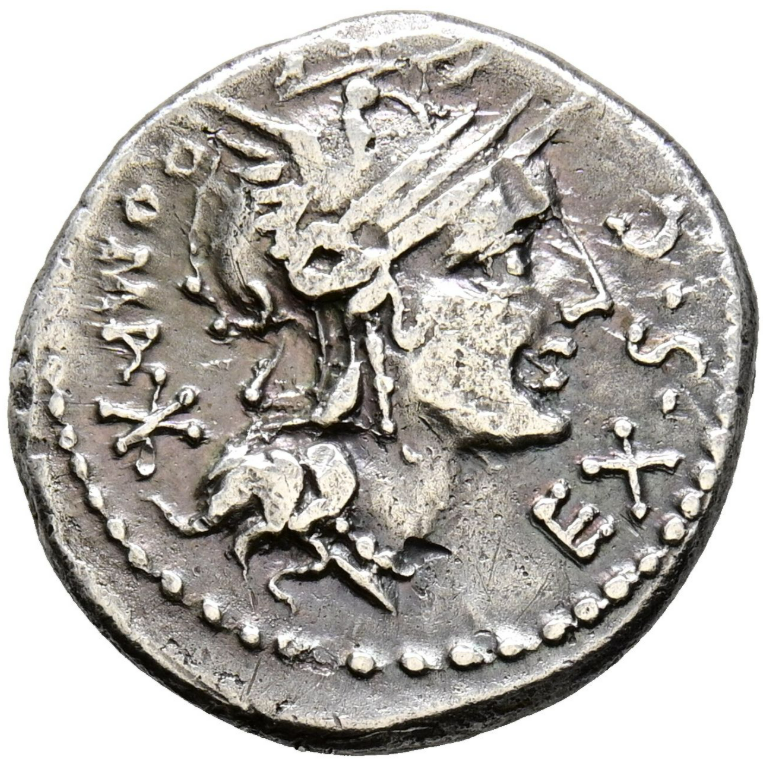 GENS SERGIA Denario. 116-115 a.C. Norte de Italia