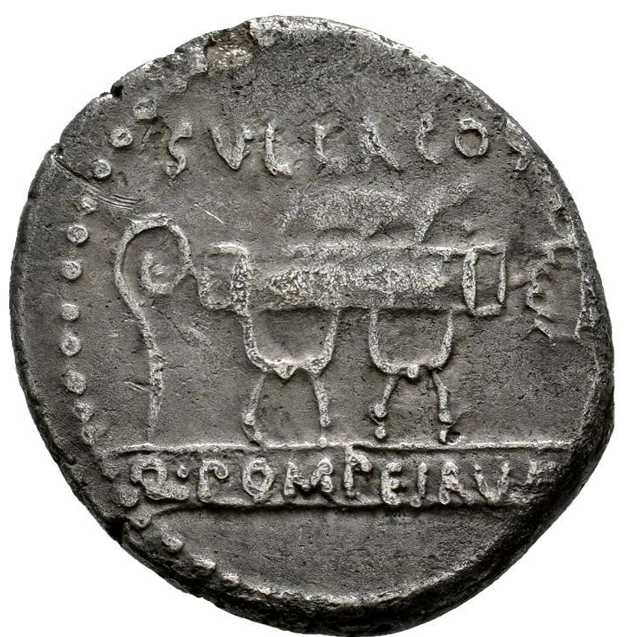 GENS POMPEYA. Q. Pompeius Rufus. Denario. 54 a.C. Roma.