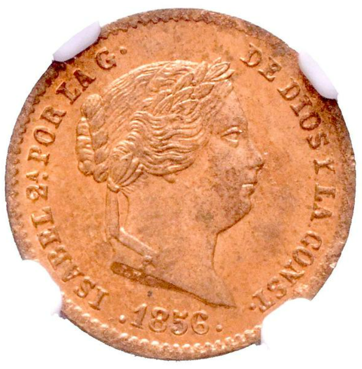 Isabel II. Segovia 1856. 5 Céntimos de real. SC. Escasa así.