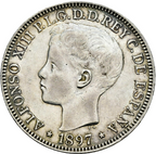 Alfonso XIII (1886-1931). 1 peso. 1897. Manila. SGV. MBC+. Encapsulada XF-45. Bello ejemplar.