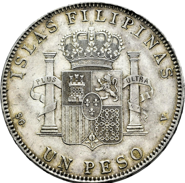 Alfonso XIII (1886-1931). 1 peso. 1897. Manila. SGV. MBC+. Encapsulada XF-45. Bello ejemplar.