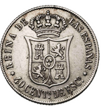 1866. Isabel II. Madrid. 40 céntimos de escudo. MBC