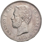 AMADEO DE SABOYA. 5 pesetas. 1871*18-71. Buen ejemplar. EBC-