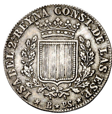 1837. Isabel II. Barcelona. 1 peseta. Bella, atractiva.