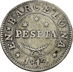 JOSÉ NAPOLEÓN (1808-1813). 1 Peseta. Barcelona. 1813