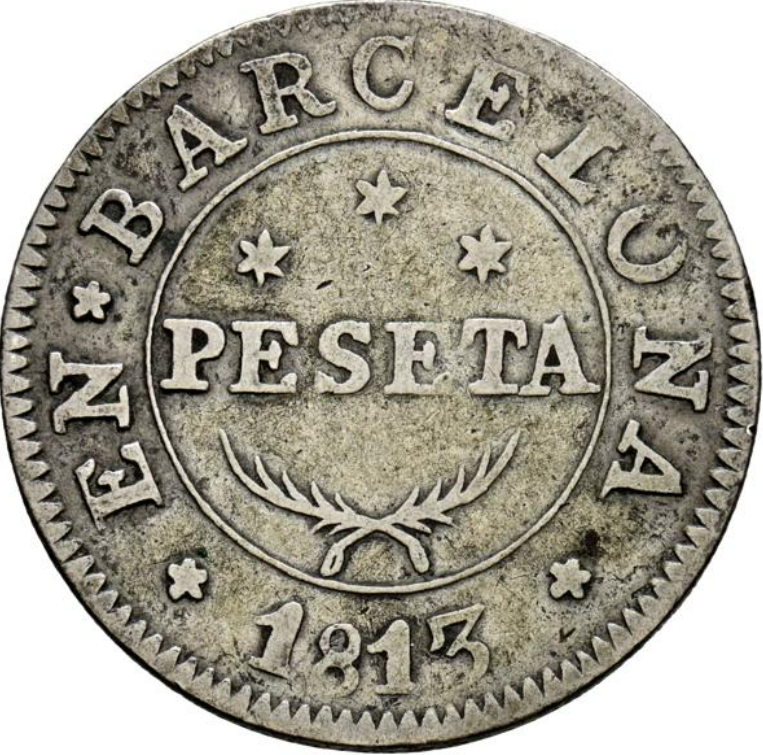 JOSÉ NAPOLEÓN (1808-1813). 1 Peseta. Barcelona. 1813
