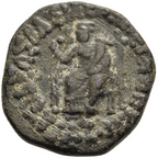Reyes Indoescitas: AZES  I (aprox. 58-12 a.C.). Tetradracma de bronce. Pushkalavati