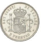 ALFONSO XIII. 5 Pesetas. 1889 (*18-89). M.P.-M. EBC-