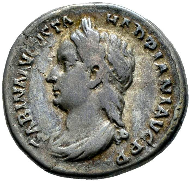 SABINA. Denario. 130-133 d.C. Roma. Pátina. Muy escasa con busto a izquierda. MBC. VF30.