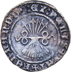 FERNANDO E ISABEL (1497–1504). ½ Real, ceca de Burgos. Very fine.