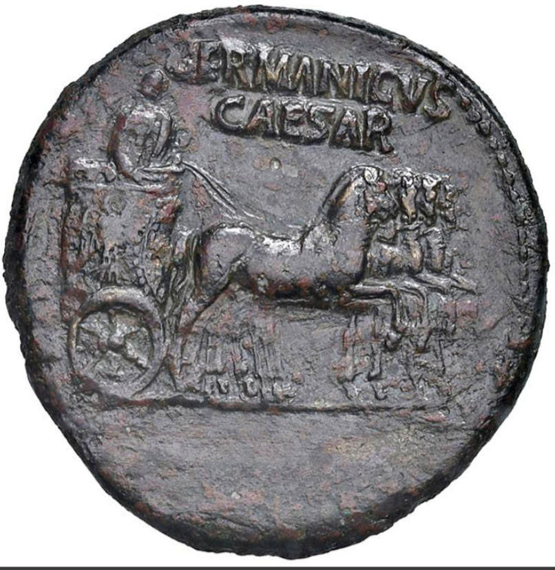 GERMÁNICO (padre de Calígula). Dupondio. Años 37-41 d.C. Muy escasa. MBC