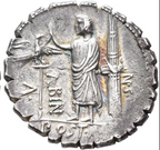 GENS POSTUMIA. A. Postumius Albinus. Denario serrato. Roma (81 a.C.). MBC+