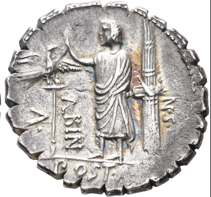 GENS POSTUMIA. A. Postumius Albinus. Denario serrato. Roma (81 a.C.). MBC+