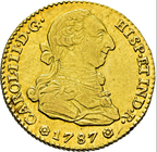 CARLOS III. Sevilla. 2 escudos. 1787. CM sobre CF. MBC+/EBC- Curiosidad ensayador.