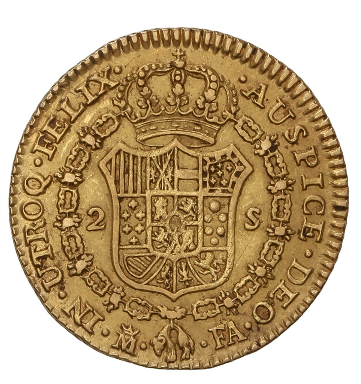 CARLOS IV. 2 Escudos.  MADRID. F.A.  Sobrefecha 1800/790.