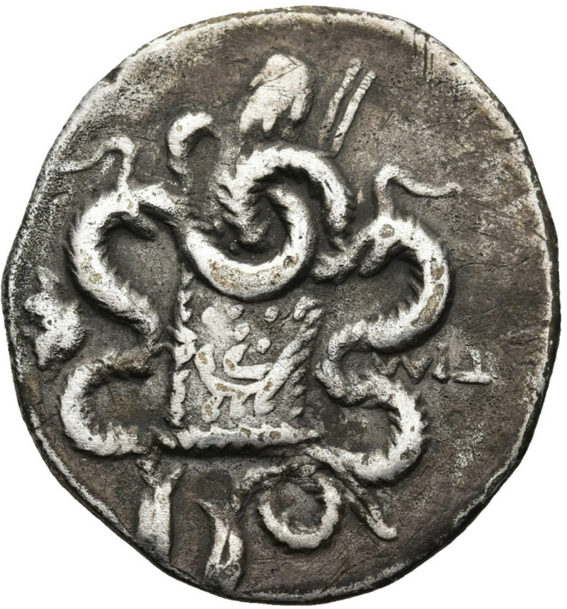 LIDIA. TRALLEIS (166-167 a.C.). Tetradracma cistofórico de plata.