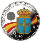 FNMT. 30 €. 2018. 1.300 aniversario de la creación del Reino de Asturias