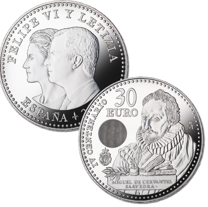 FNMT. 30 €. 2016. IV centenario de la muerte de Miguel de Cervantes y Saavedra (1616 - 2016)