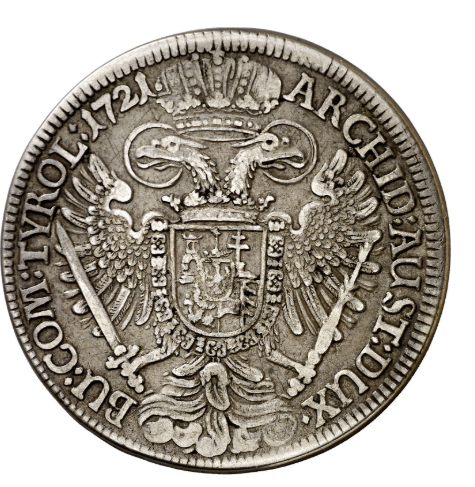 CARLOS III ARCHIDUQUE. 1721.  Hall. 1 taler. Escasa. MBC-/MBC.