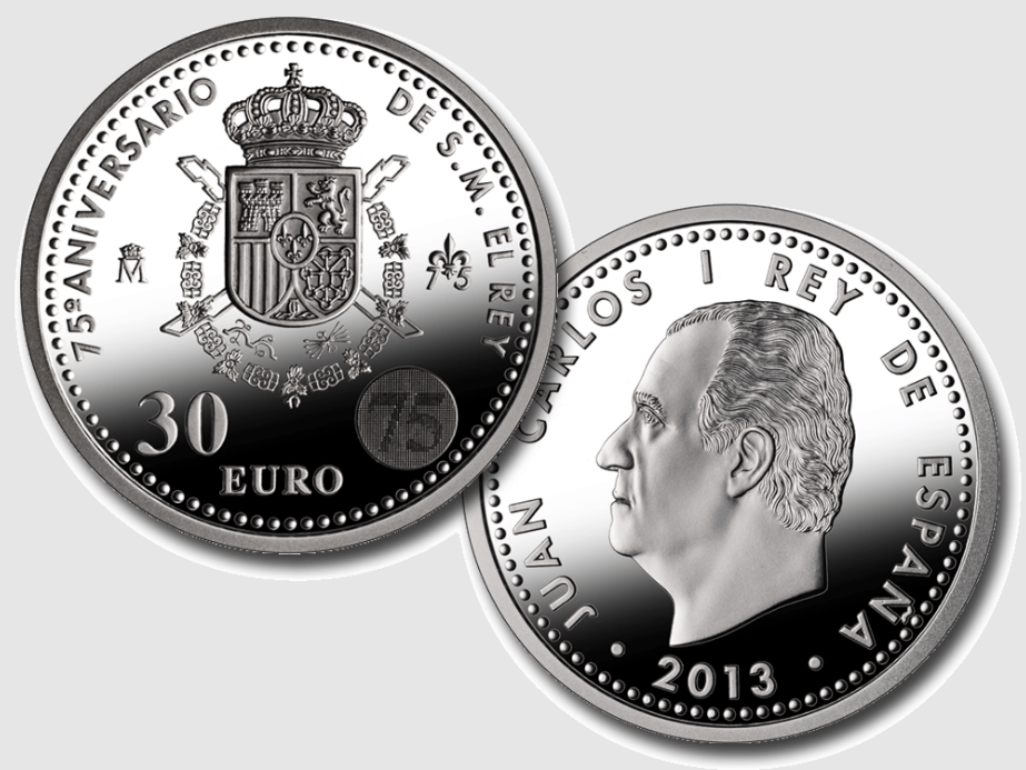 FNMT 30€. 2013. 75º Aniversario de S.M. El Rey