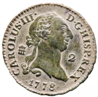Carlos III (1759-1788). 2 maravedís, cobre. Acuñada en Segovia, 1778. EBC-