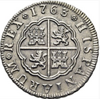 CARLOS III. Madrid. 2 reales. 1763. JP. Excelente. Muy escasa y más así. EBC