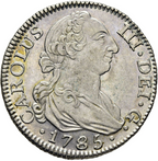 CARLOS III. Madrid. 2 reales. 1785. DV. EBC+/EBC. Brillo original. Muy rara.