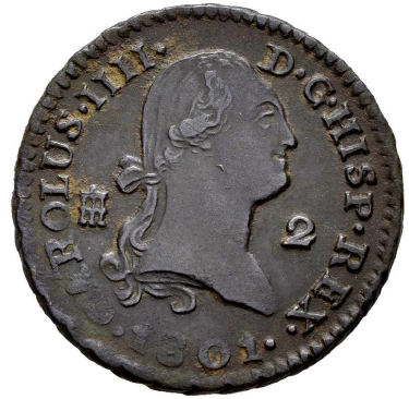 CARLOS IV. 2 Maravedís. 1801. Segovia. MBC+